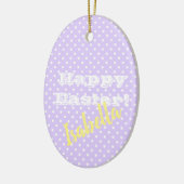 Paars PolkaDot HappyPasen Keramisch Ornament (Links)