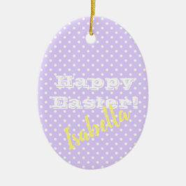 Paars PolkaDot HappyPasen Keramisch Ornament