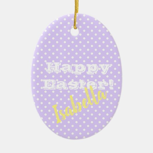 Paars PolkaDot HappyPasen Keramisch Ornament (Voorkant)