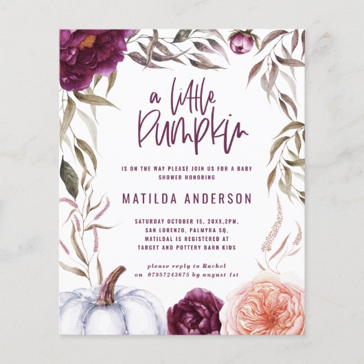 paars pompoen herfst baby shower (Voorkant)