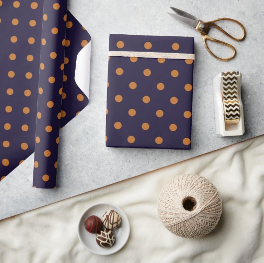 Paars + Pompoen Stippen (Groot) Cadeaupapier (Crafts)