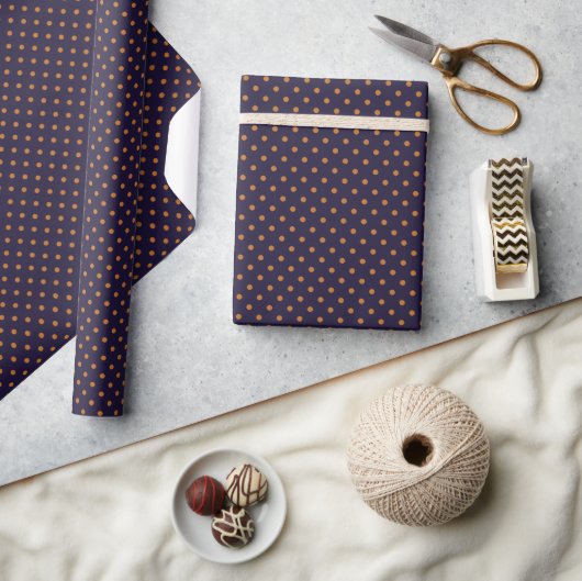 Paars + Pompoen Stippen (Klein) Cadeaupapier (Crafts)