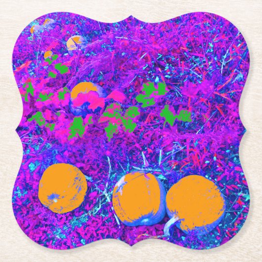 Paars pompoenveld in Pop Art Style Kartonnen Onderzetters (Voorkant)
