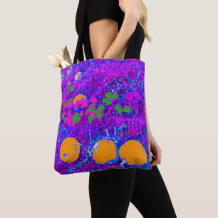 Paars pompoenveld in Pop Art Style Tote Bag
