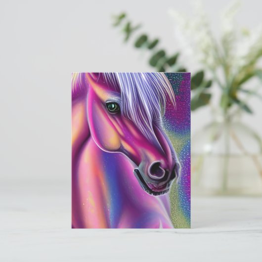 Paars Pony Briefkaart (Staand voorkant)