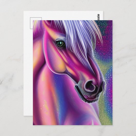 Paars Pony Briefkaart (Voorkant / Achterkant)