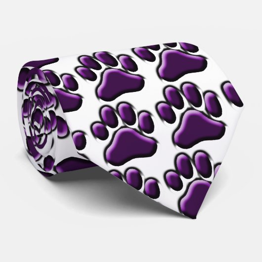 Paars Pooch Print Stropdas (Opgerold)