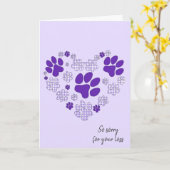Paars pootafdrukhart voor huisdierverlies   kaart (Gele Bloem)