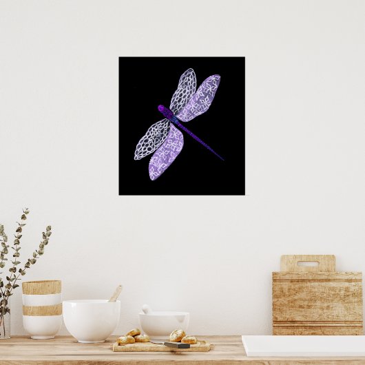 Paars Poster Dragonfly (Keuken)