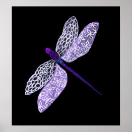 Paars Poster Dragonfly