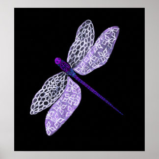 Paars Poster Dragonfly