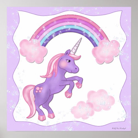 Paars Poster Unicorn (Voorkant)