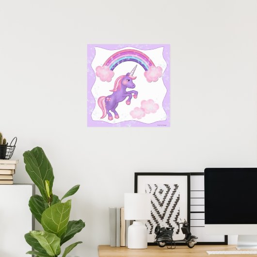 Paars Poster Unicorn (Thuiskantoor)
