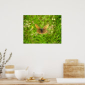 Paars Poster van koperen vlinder (Keuken)