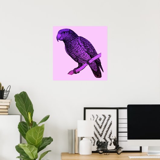 Paars Poster van Parrot (Thuiskantoor)