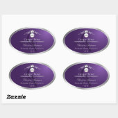 Paars Productlabel Zilveren Frame Logo Monogram Ovale Sticker (Vel)