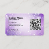 Paars professioneel kaart QR-code nagel tech ontwe Visitekaartje (Voorkant)