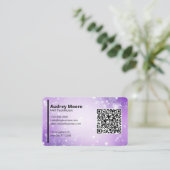Paars professioneel kaart QR-code nagel tech ontwe Visitekaartje (Staand voorkant)