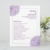 Paars programma Hydrangea Wedding Flat Programmakaart (Staand voorkant)