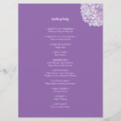 Paars programma Hydrangea Wedding Flat Programmakaart (Achterkant)