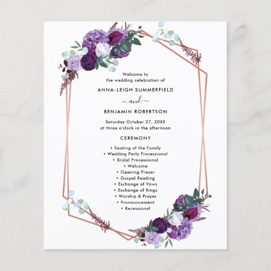 Paars programma voor de uitreiking van het Floral  (Voorkant)