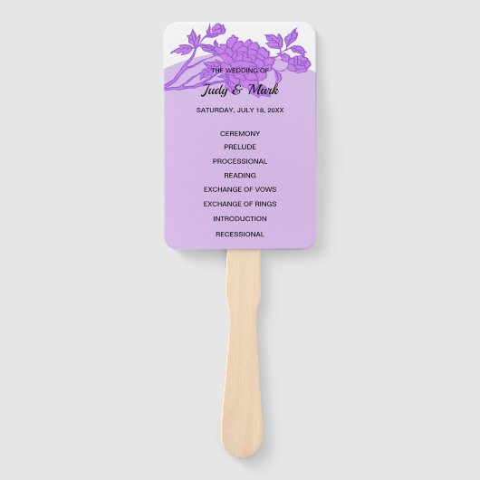 Paars programma voor het uitzenden van een weddens handwaaier (Voorkant)