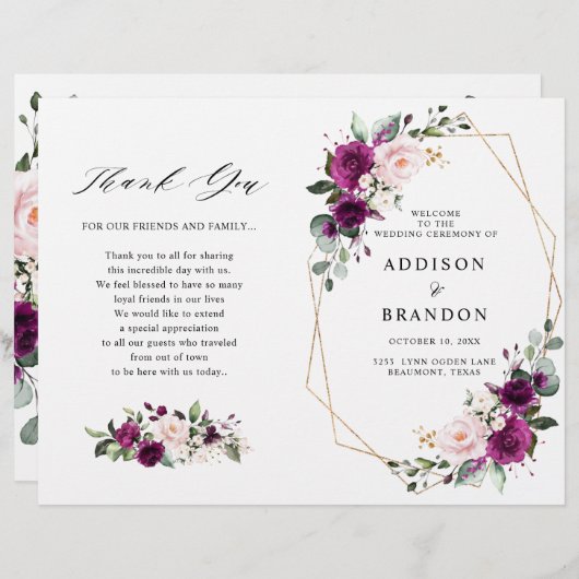 Paars programma voor het weddenschap tussen rozen  (Voorkant / Achterkant)