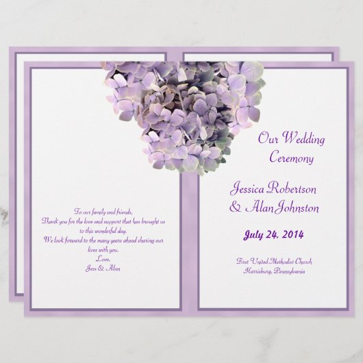 Paars programma voor Sjabloon van Hydrangea (Voorkant / Achterkant)