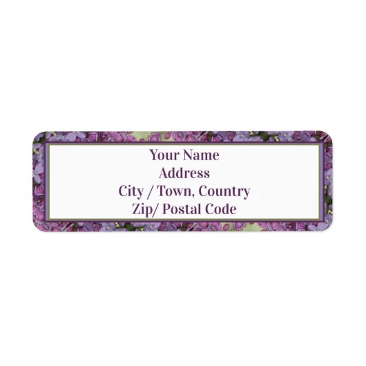 Paars pruimen en groen gepatterd etiket (Voorkant)