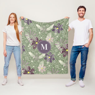 paars  pruimen lila veren bloemen patroon fleece deken