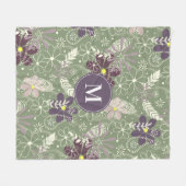 paars  pruimen lila veren bloemen patroon fleece deken (Voorkant (Horizontaal))