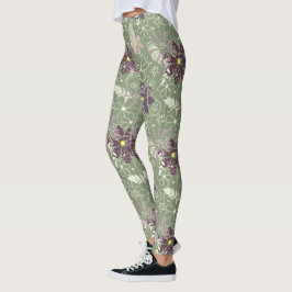 paars  pruimen lila veren bloemen patroon leggings