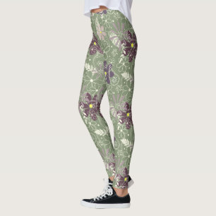 paars pruimen lila veren bloemen patroon leggings