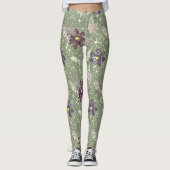 paars  pruimen lila veren bloemen patroon leggings (Voorkant)