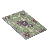 paars  pruimen lila veren bloemen patroon notitieboek (Rechterzijde)