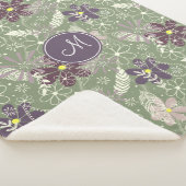 paars  pruimen lila veren bloemen patroon sherpa deken (3/4)