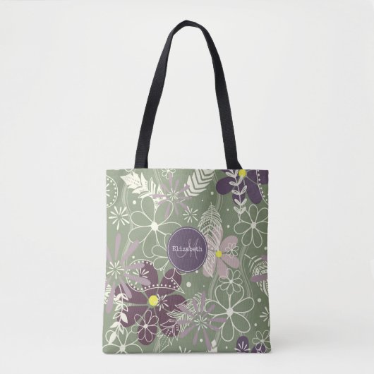 paars  pruimen lila veren bloemen patroon tote bag (Voorkant)