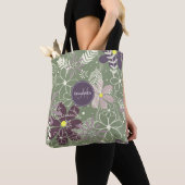paars  pruimen lila veren bloemen patroon tote bag (Dichtbij)