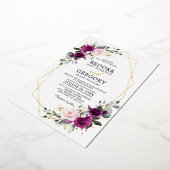 Paars pruimen Roze Roze Boho Geometric Wedding Folie Uitnodiging (Gedraaid)