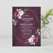 Paars pruimen Roze Roze Boho Geometric Wedding Kaart (Staand voorkant)