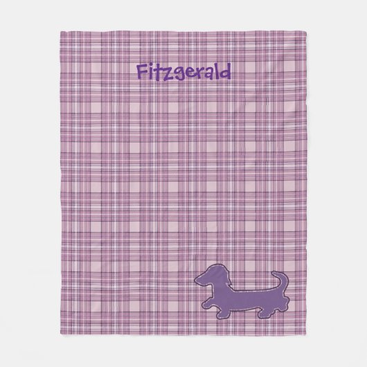 Paars Pset Dachshund Fleece Blanket (Voorkant)