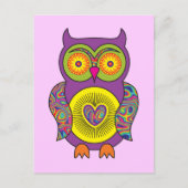Paars Psychedelic Owl Briefkaart (Voorkant)