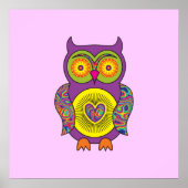Paars Psychedelic Owl Poster (Voorkant)