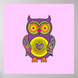 Paars Psychedelic Owl Poster