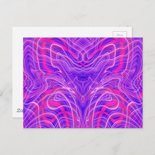 Paars psychedelisch patroon briefkaart (Voorkant / Achterkant)