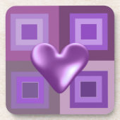 Paars Puffy Heart Design Drankjes Onderzetter (Voorkant)