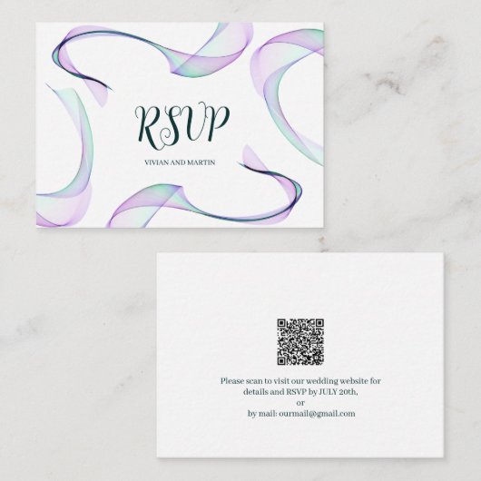 Paars QR-code RSVP voorbeeld  Informatiekaartje (Voorkant / Achterkant)