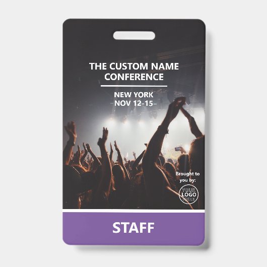 Paars QR-code Toegangskaart Personeel Purple Confe Badge (Voorzijde)