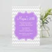 Paars Quatrefoil Chevron Birthday Uitnodiging (Staand voorkant)