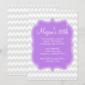 Paars Quatrefoil Chevron Birthday Uitnodiging (Voorkant / Achterkant)